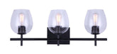 VANITY LIGHT 3LT CLR BLK 100W